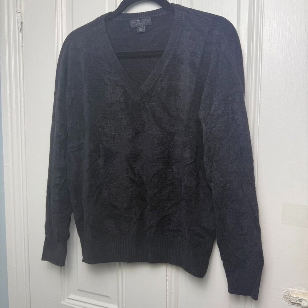 Barefoot Dreams CozyChic Ultra Lite Pullover Womens Petite M Black NWOT